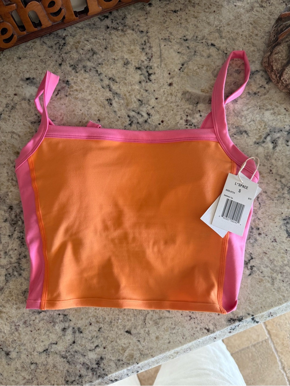l*space sidelines top | Orange and Pink Crop Tank Top | ASDLAT24